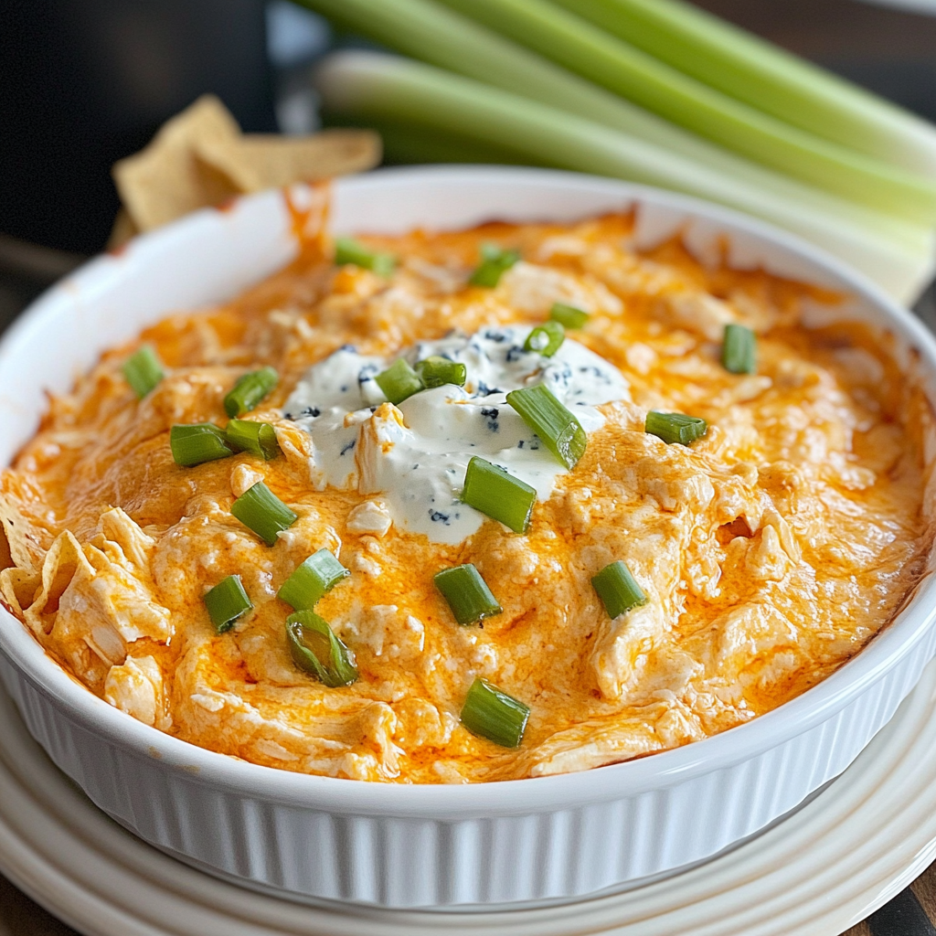 Creamy Spicy Buffalo Chicken Cheese Dip