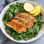 Asado Chicken Breasts with Sautéed Garlic Spinach