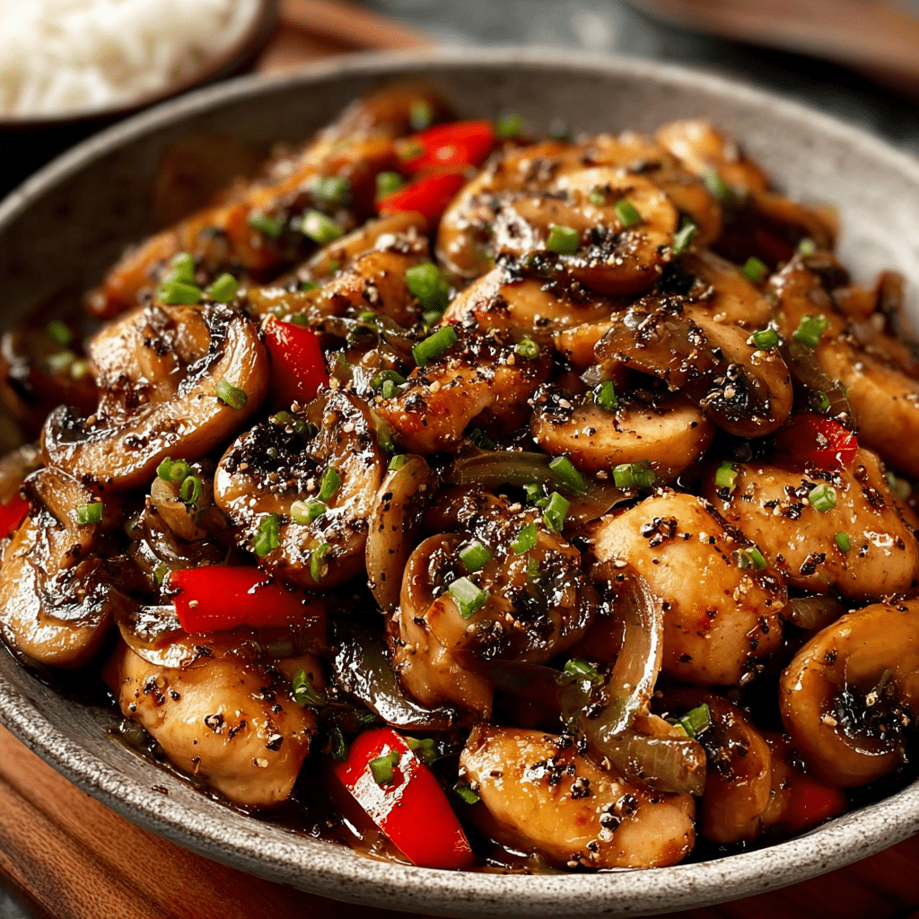 Black Pepper Chicken with Mushrooms