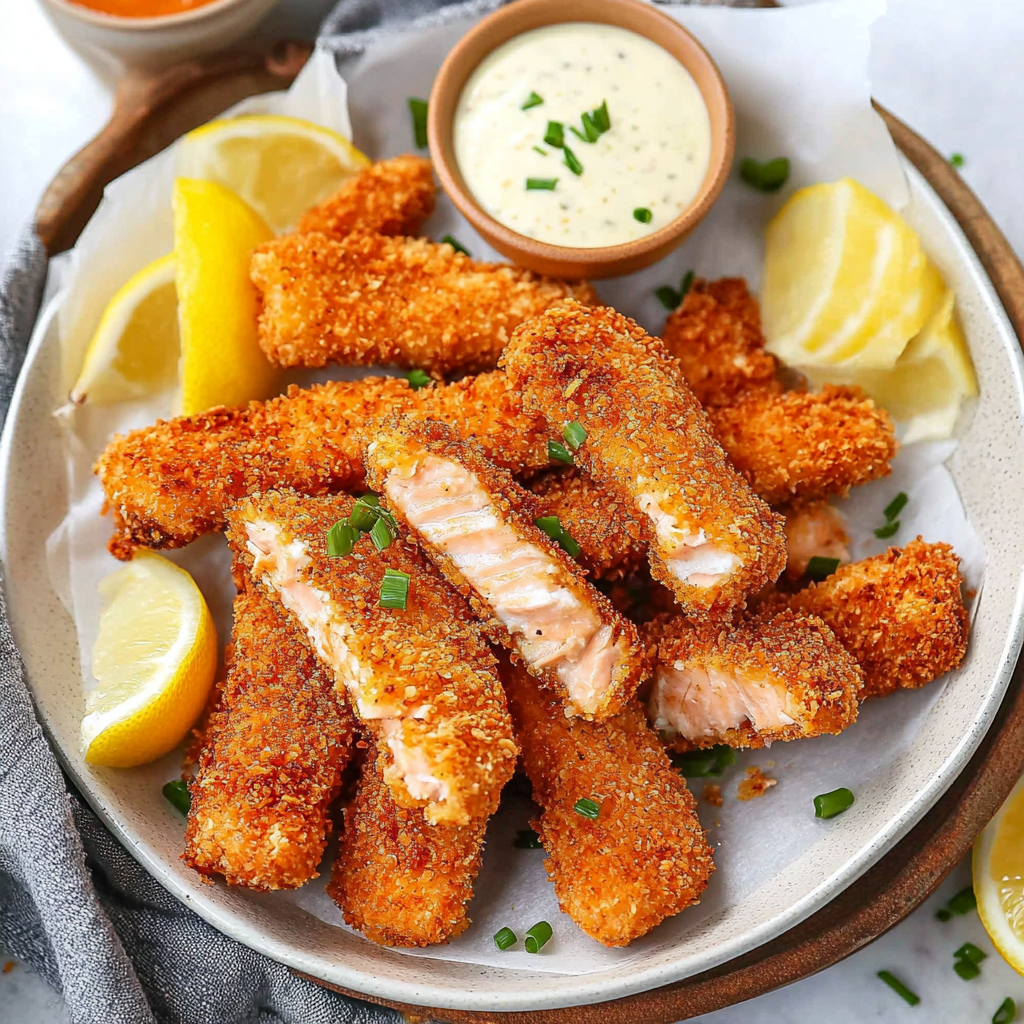 Crispy Salmon Fish Sticks 2 Crispy Salmon Fish Sticks