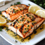 Grilled Salmon with Lemon Butter Sauce