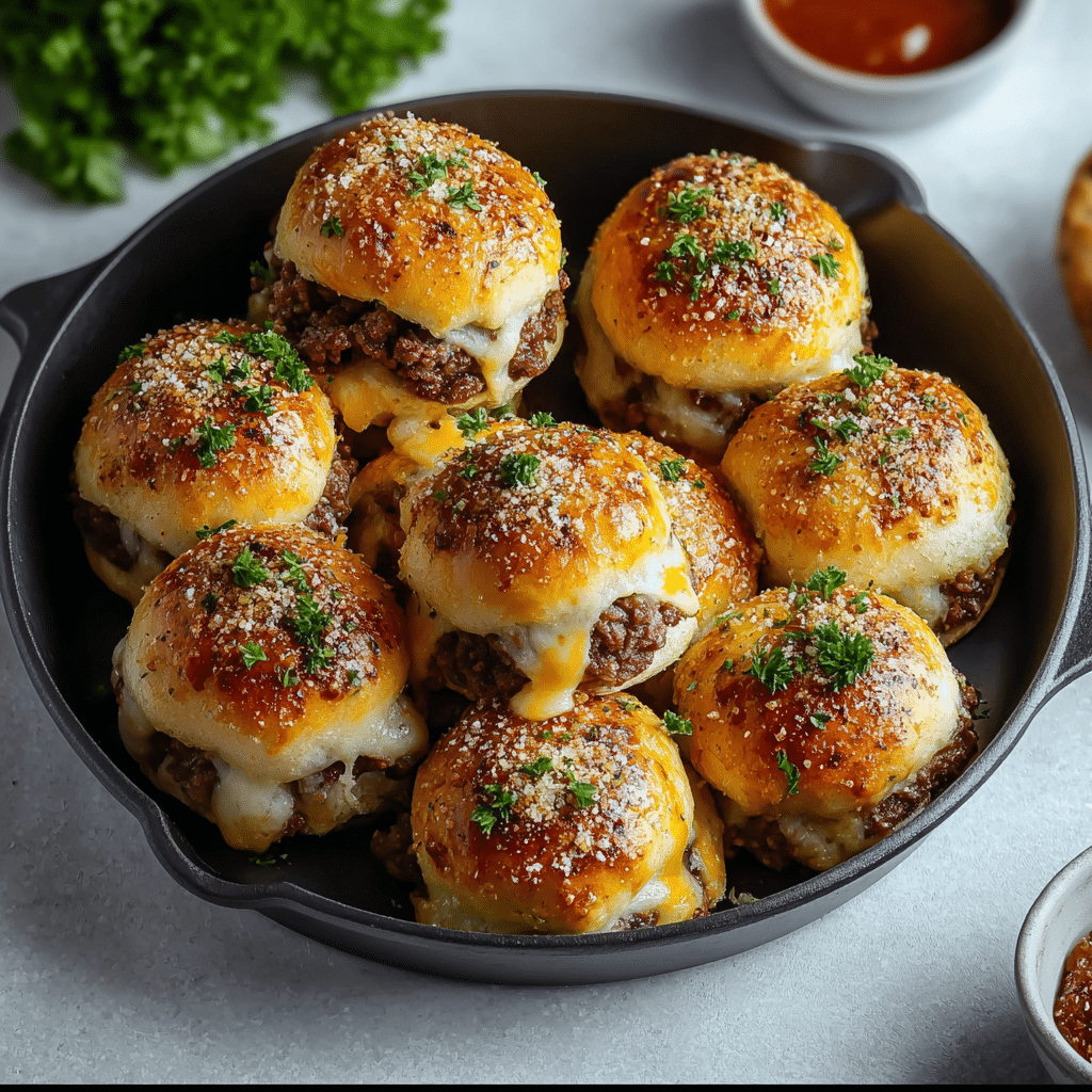 Juicy Garlic Parmesan Cheeseburger Bombs