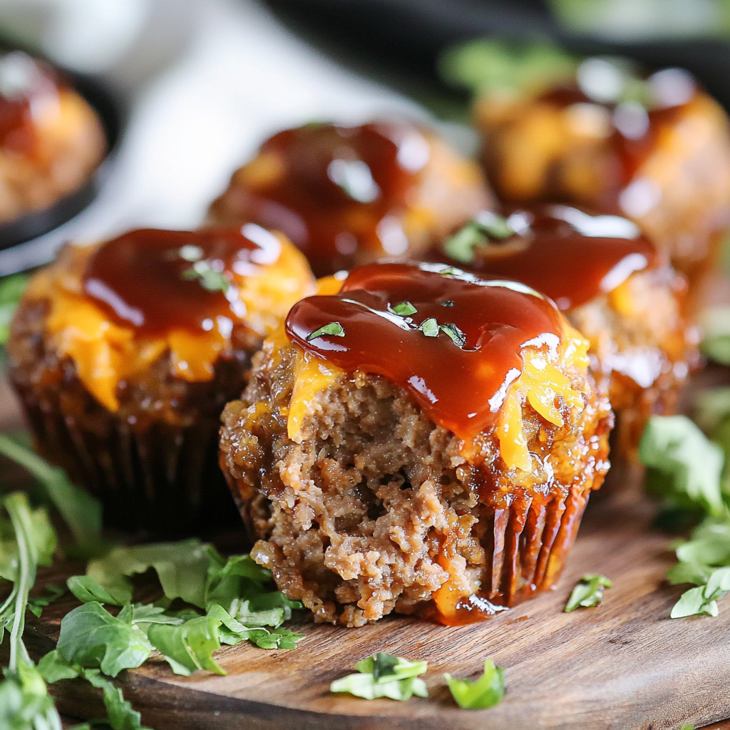 Mini BBQ Glazed Meatloaf Muffins