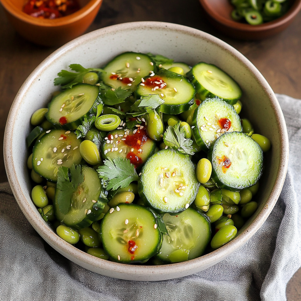 Spicy Edamame Cucumber Salad