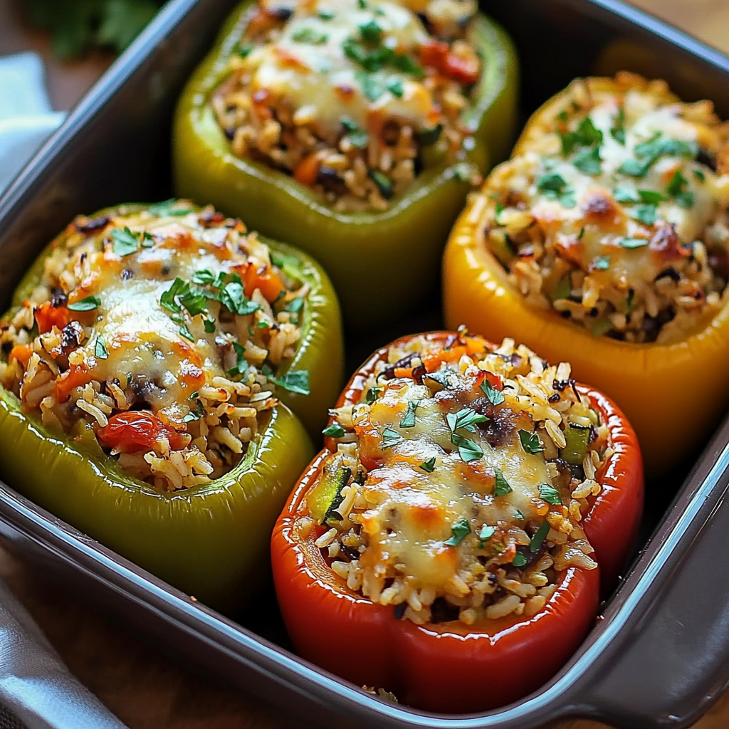 Vegetarian Stuffed Bell Peppers with Rice