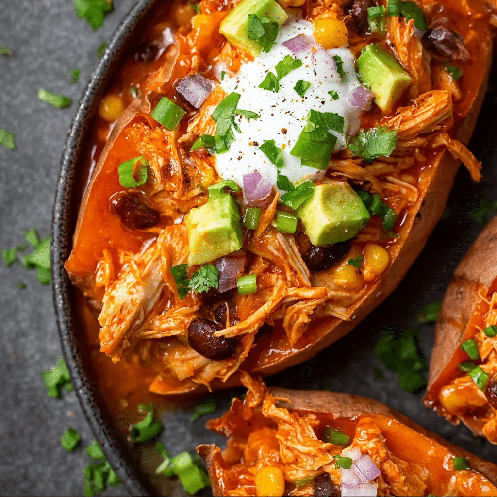 Slow Cooker Chicken Enchilada Sweet Potatoes