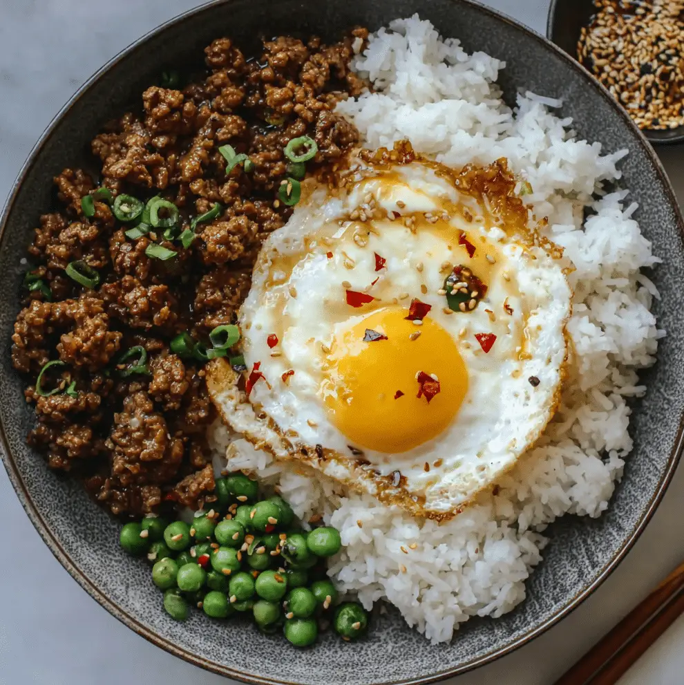 Cantonese Ground Beef Rice & Eggs