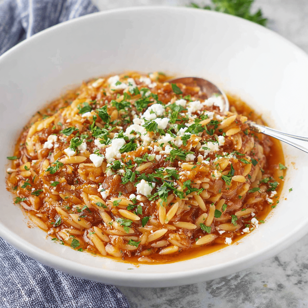 Manestra Greek Orzo with Tomato Sauce