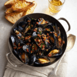 Moules Frites in White Wine & Pancetta