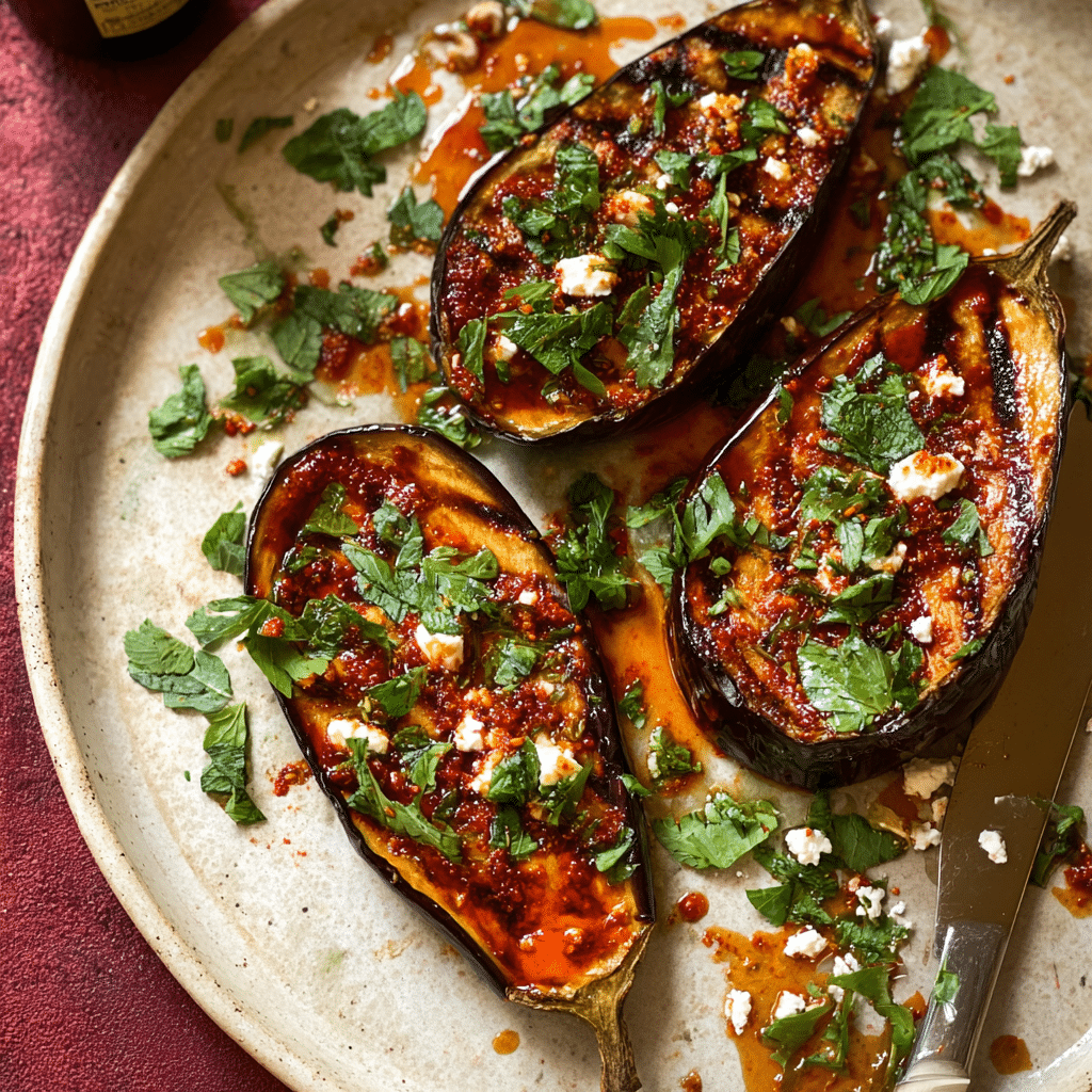 Roasted Harissa‑Glazed Eggplant⁠