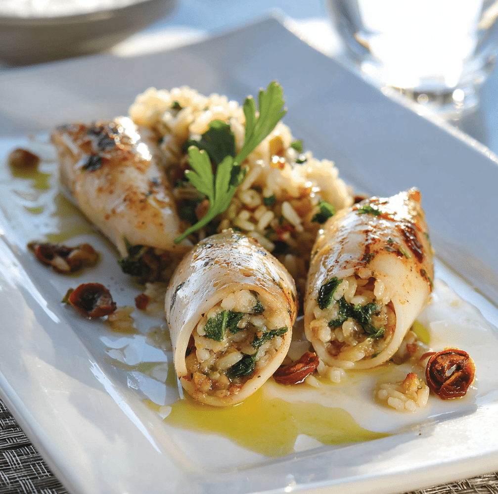 Tender Mediterranean Rice-Stuffed Calamari