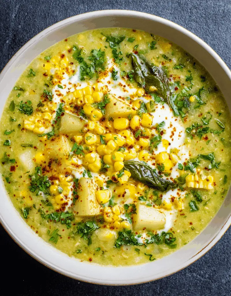 Vegan Roasted Poblano Corn Chowder