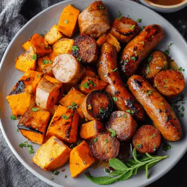 Sausage and Sweet Potatoes with Honey Garlic Sauce