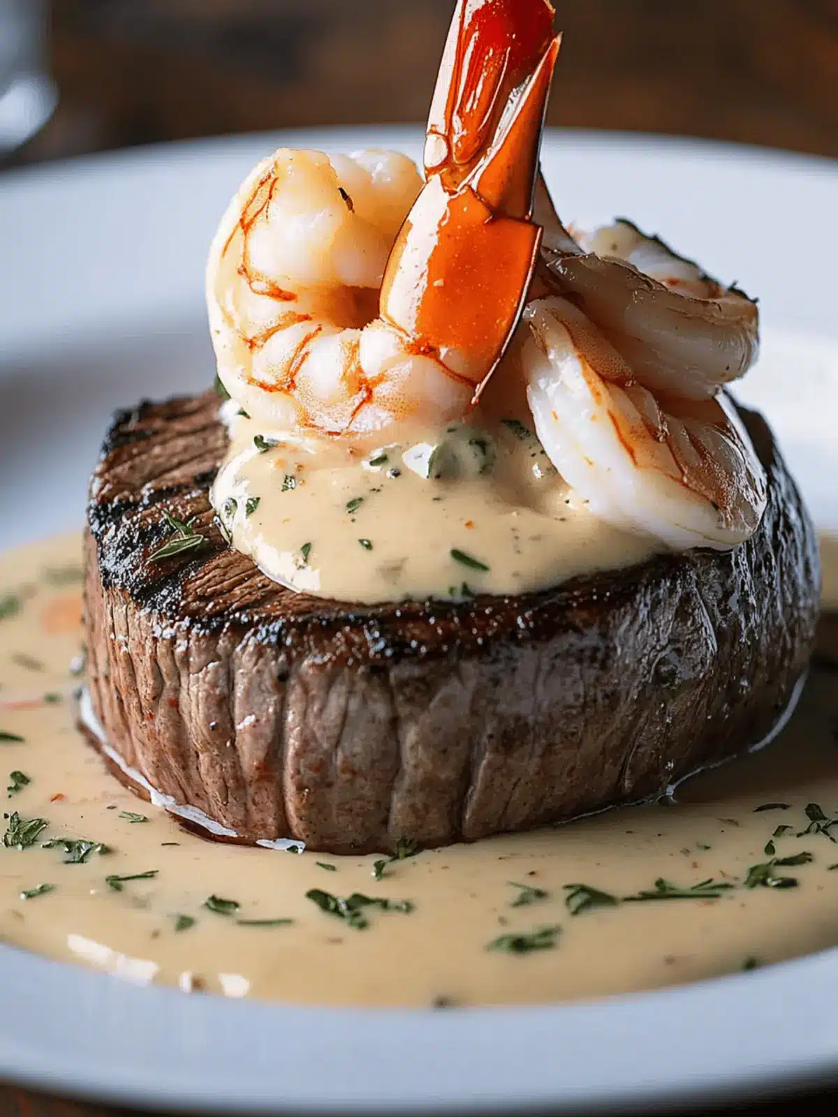 Filet Mignon with Shrimp and Lobster Cream Sauce