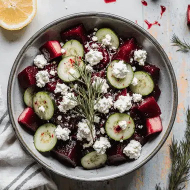 Beet Salad with Feta, Cucumbers and Dill