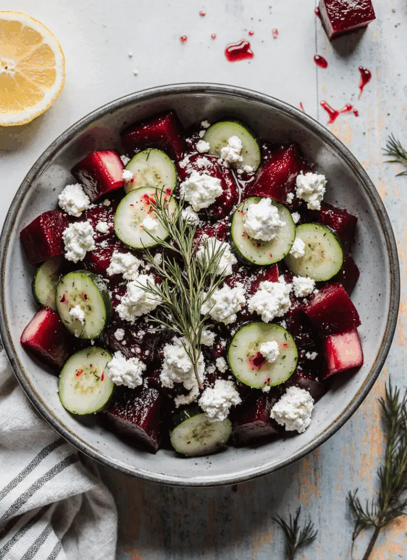 Beet Salad with Feta, Cucumbers and Dill