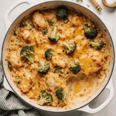 Cheesy Broccoli Chicken and Rice Casserole