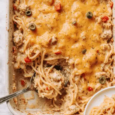 Spicy Southern Cheesy Chicken Spaghetti Casserole