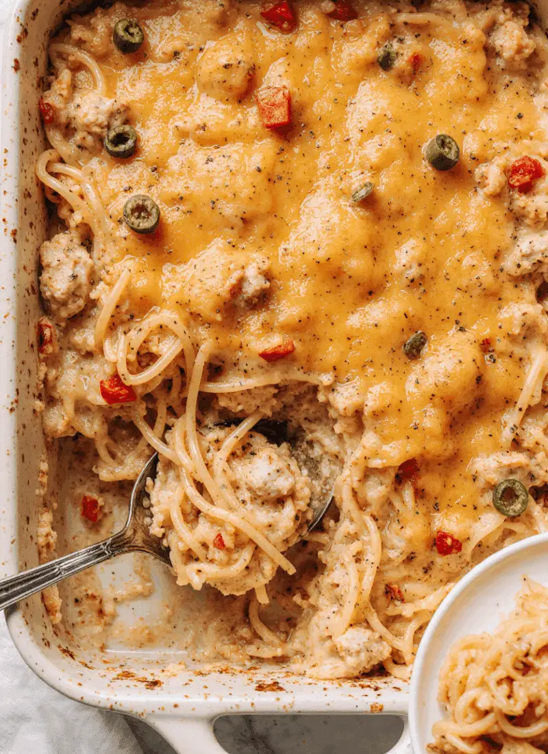 Spicy Southern Cheesy Chicken Spaghetti Casserole