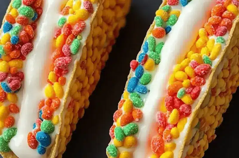 Fruity Pebbles Cheesecake Tacos