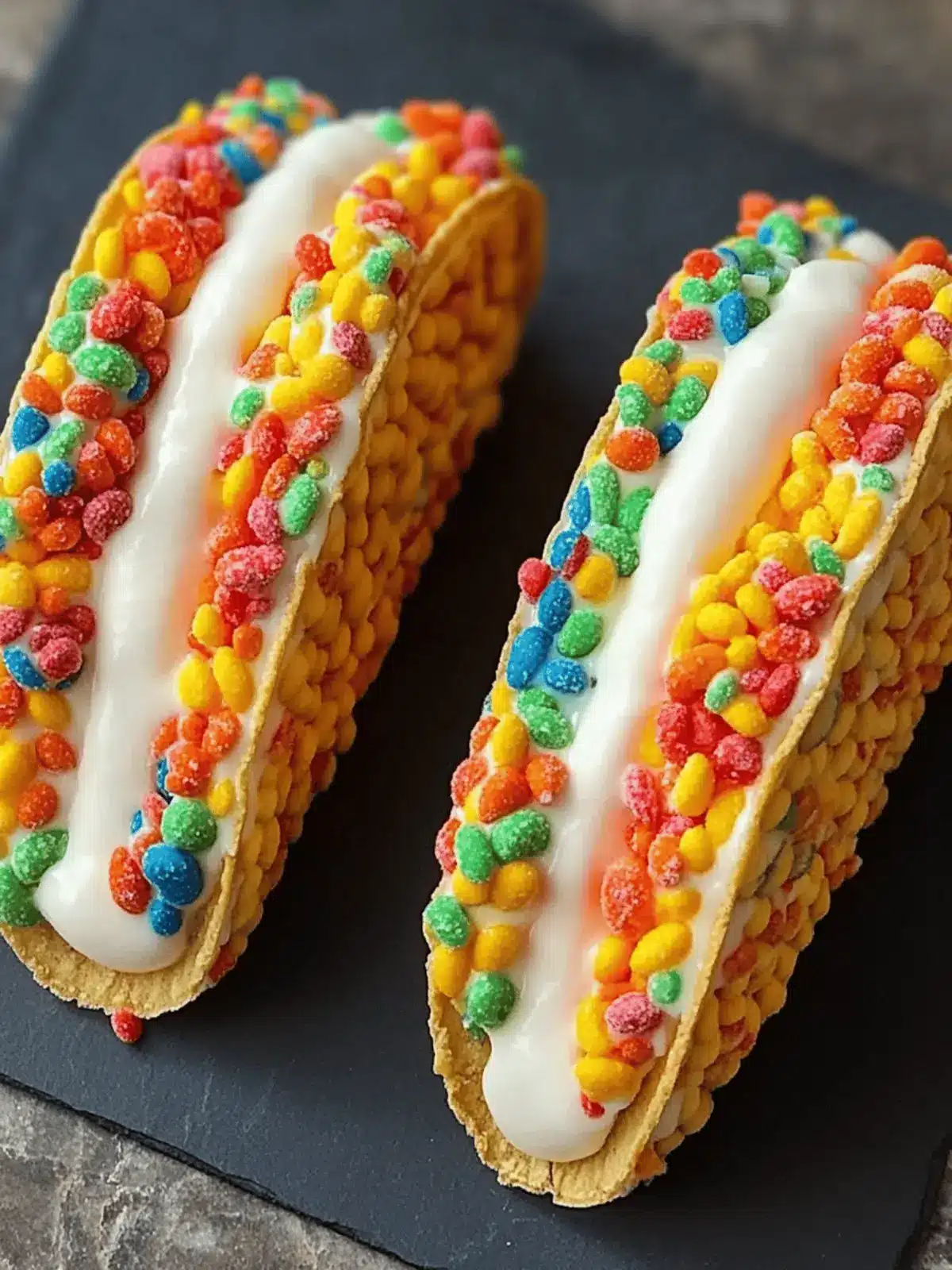 Fruity Pebbles Cheesecake Tacos