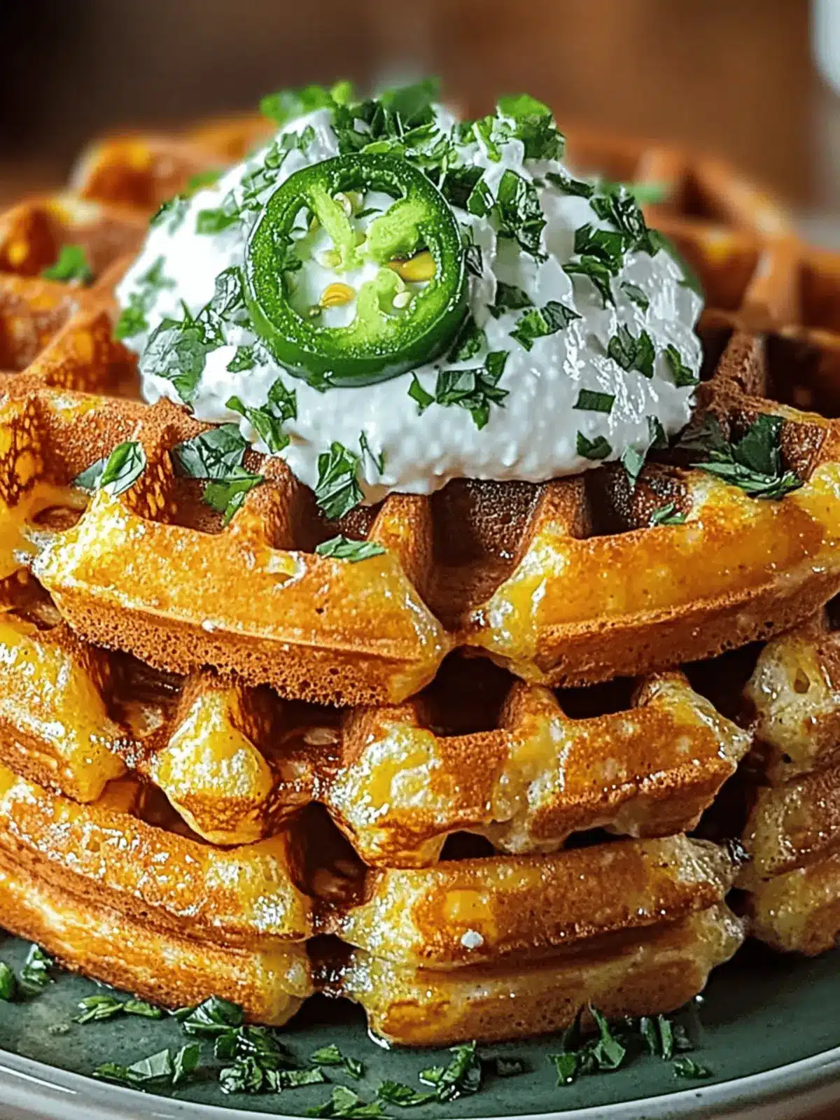 Cheddar Jalapeño Cornbread Waffles