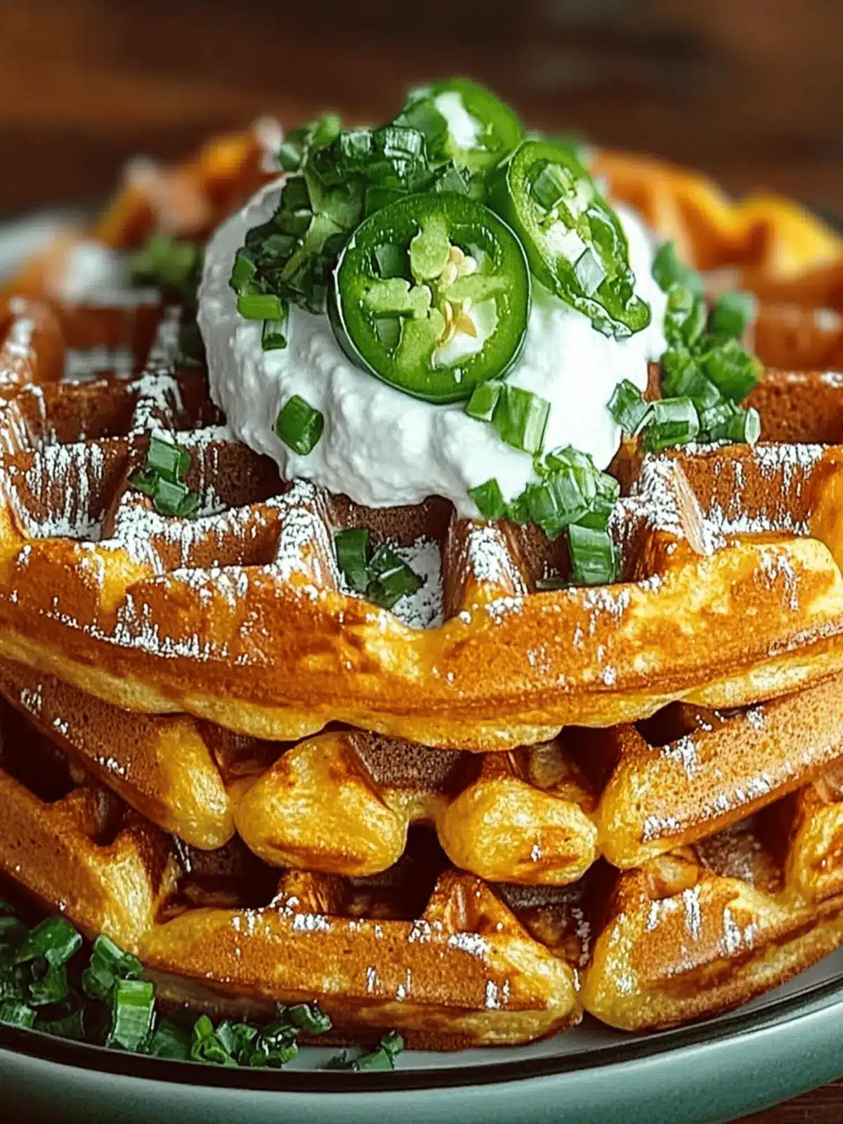 Cheddar Jalapeño Cornbread Waffles
