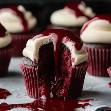 Halloween Vampire Bite Cupcakes