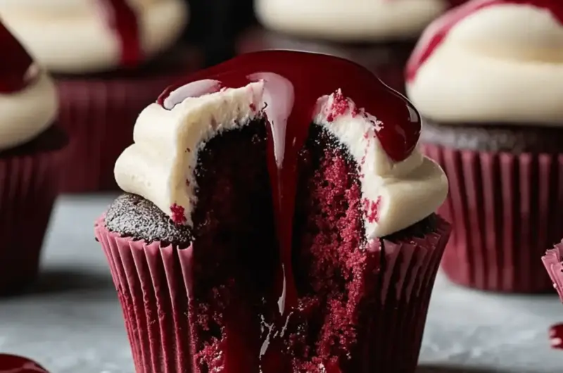 Halloween Vampire Bite Cupcakes