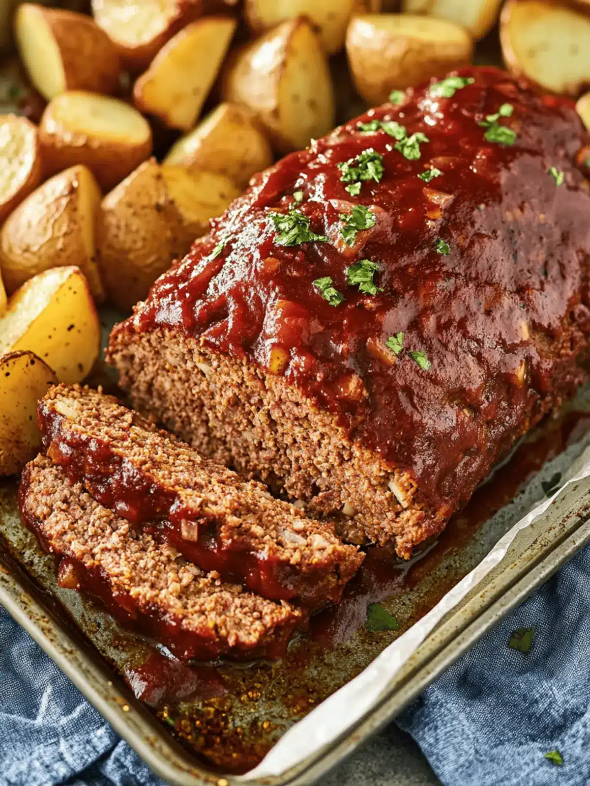 Meatloaf and Potatoes on a Sheet