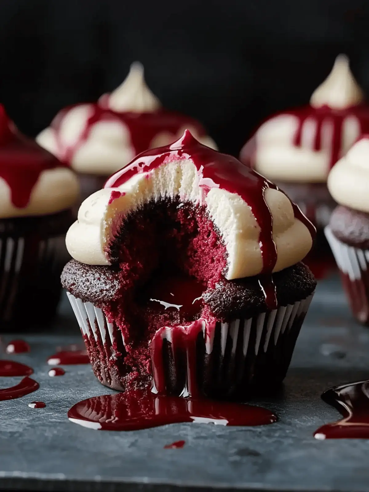 Halloween Vampire Bite Cupcakes