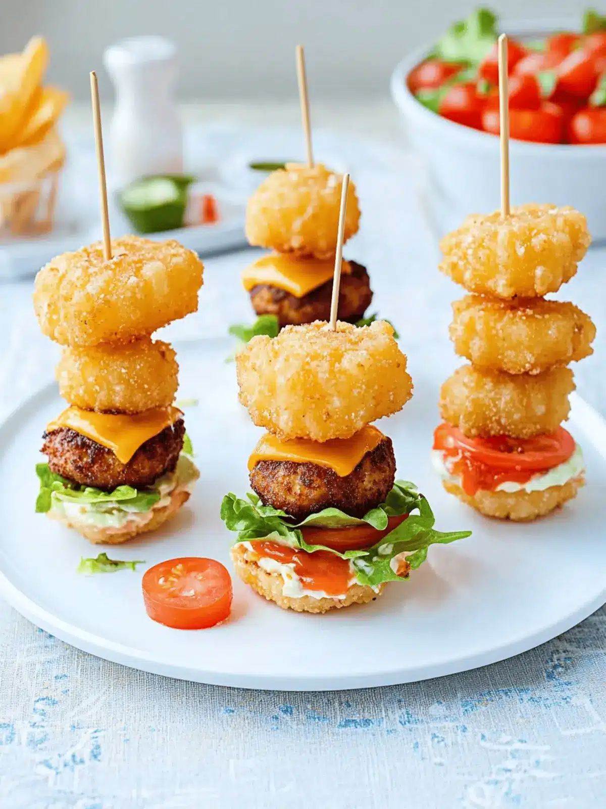Mini Tater Tot Cheeseburgers