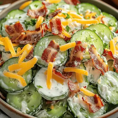 Cucumber Salad with Bacon and Cheese