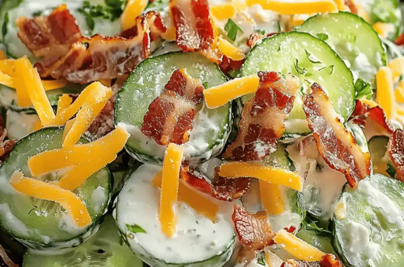 Cucumber Salad with Bacon and Cheese