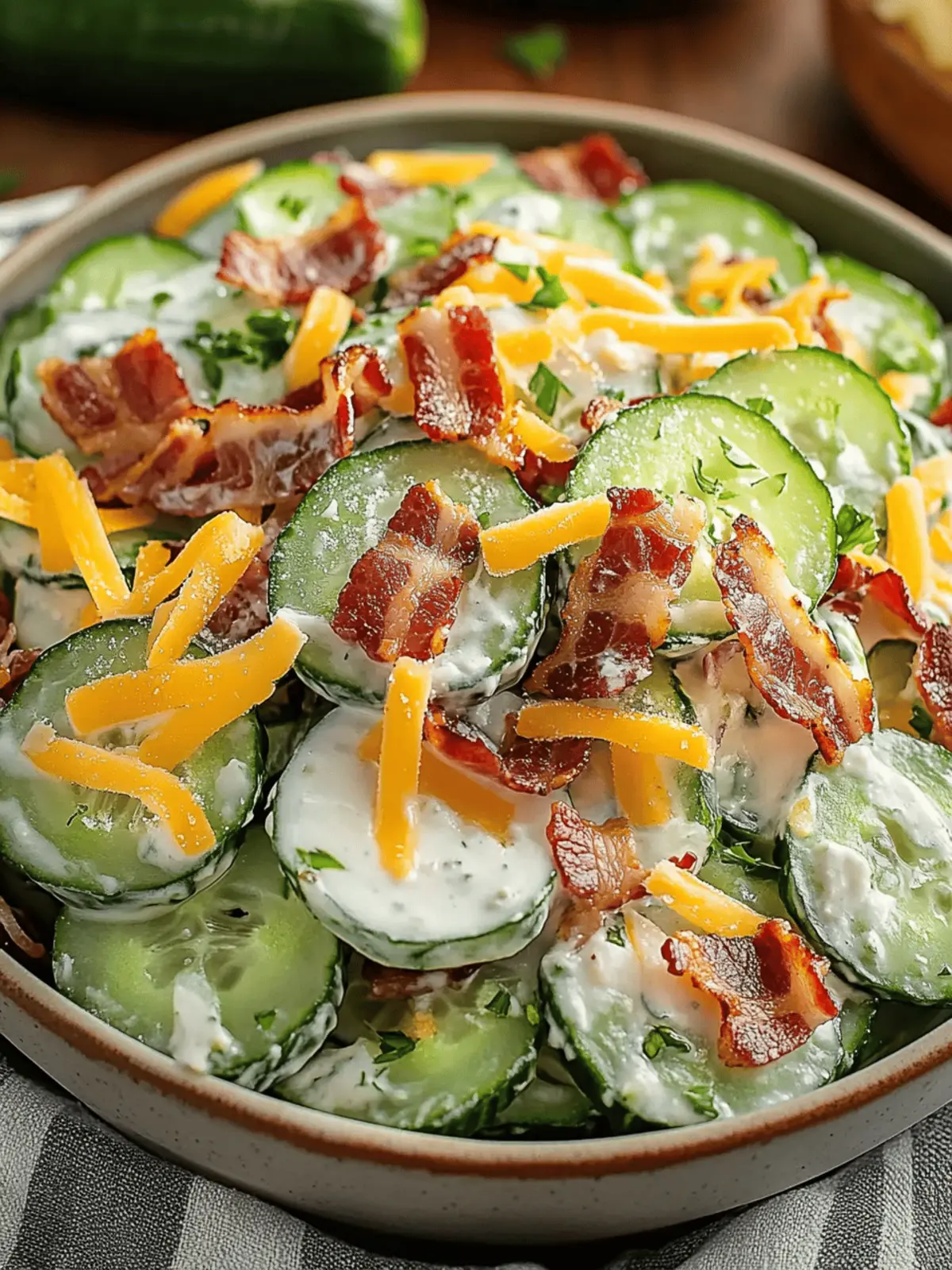 Cucumber Salad with Bacon and Cheese