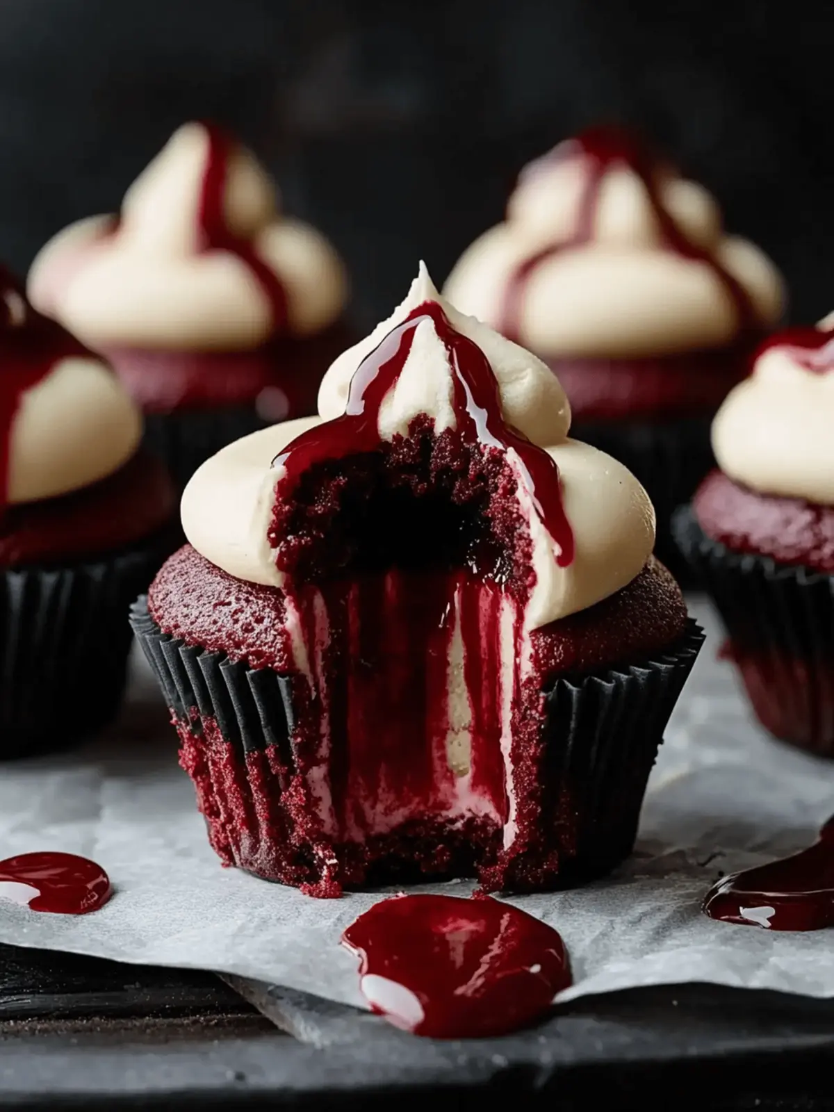 Halloween Vampire Bite Cupcakes