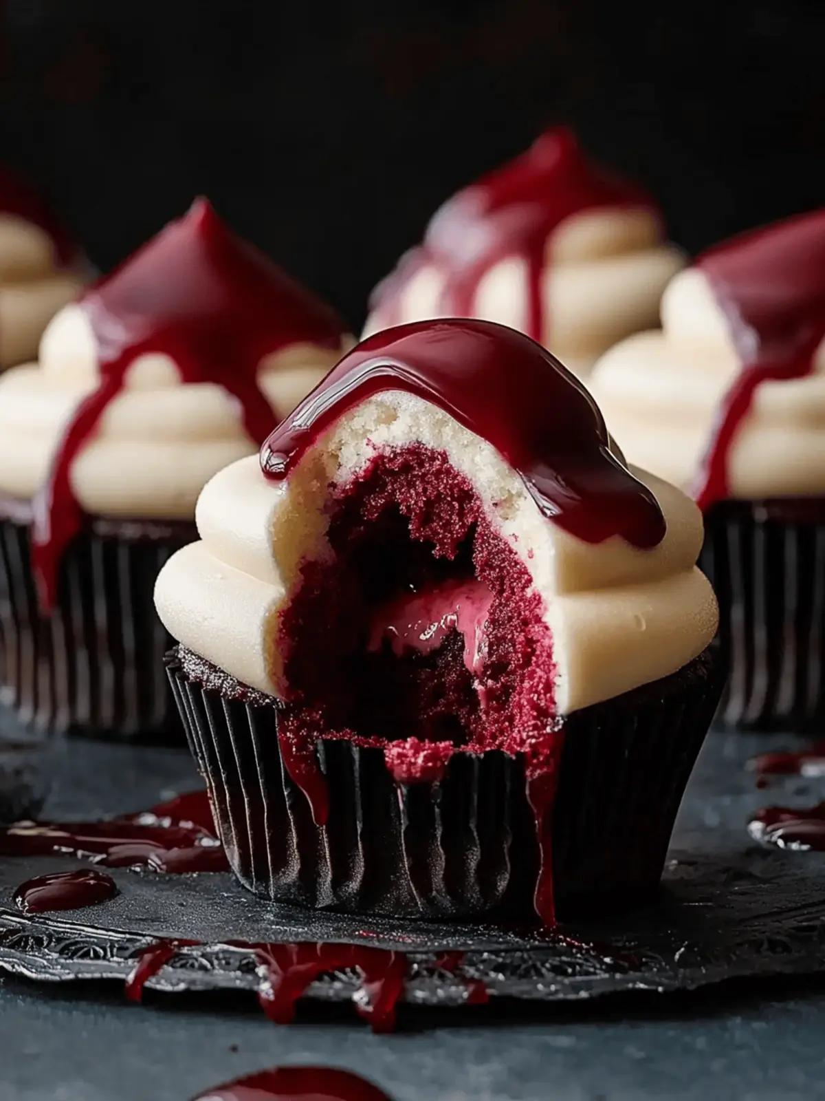 Halloween Vampire Bite Cupcakes