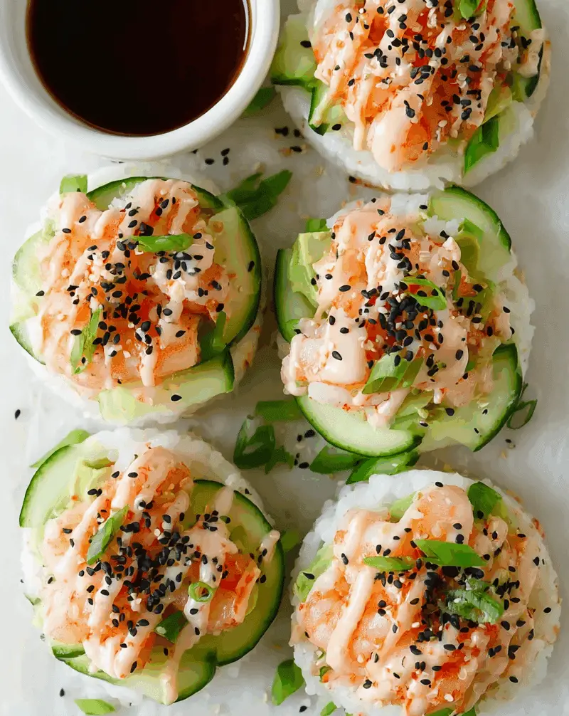 Spicy Shrimp Sushi Stacks