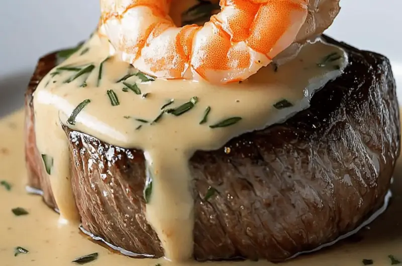 Filet Mignon with Shrimp and Lobster Cream Sauce