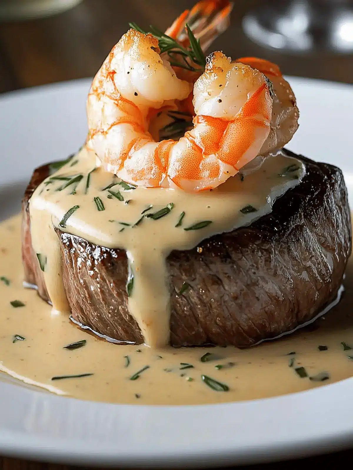 Filet Mignon with Shrimp and Lobster Cream Sauce