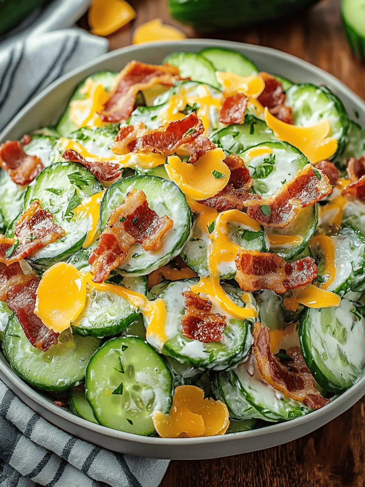 Cucumber Salad with Bacon and Cheese