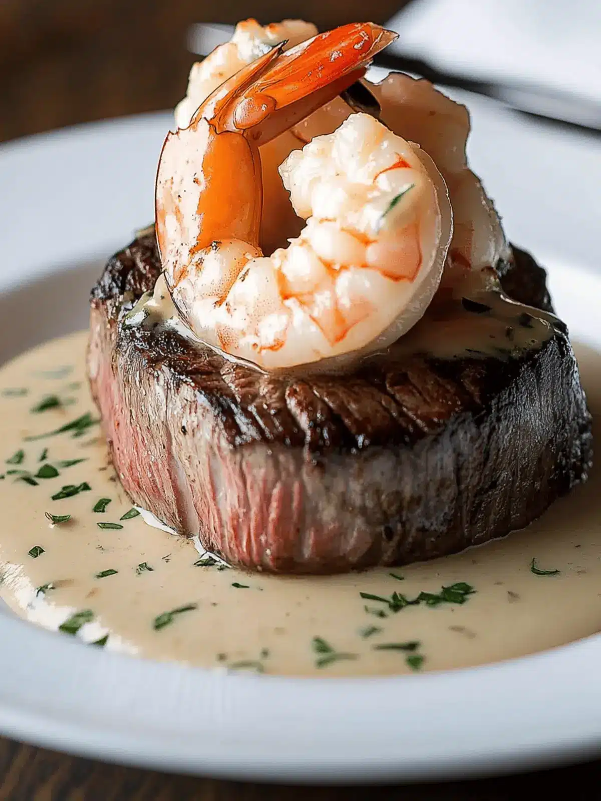 Filet Mignon with Shrimp and Lobster Cream Sauce