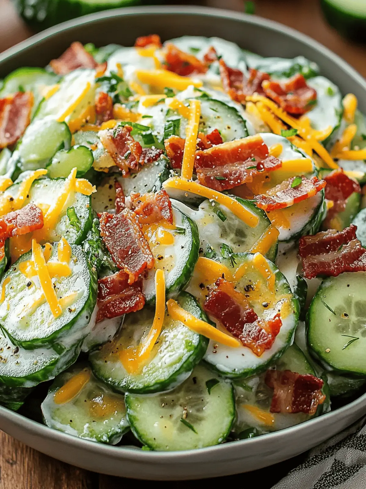 Cucumber Salad with Bacon and Cheese