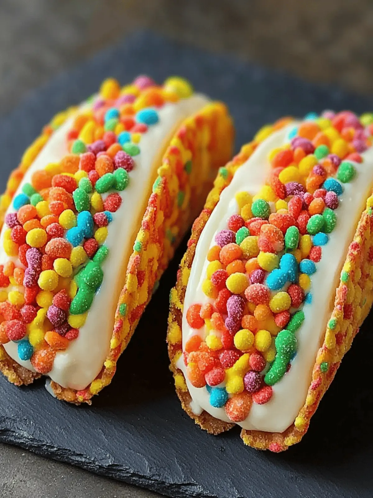 Fruity Pebbles Cheesecake Tacos
