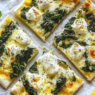 Greek Roasted Garlic Spinach White Pizza
