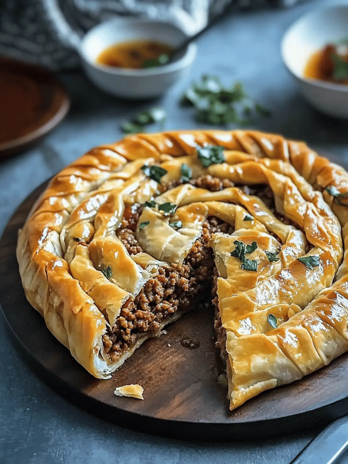 Turkish Spiral Borek with Spiced Ground Beef