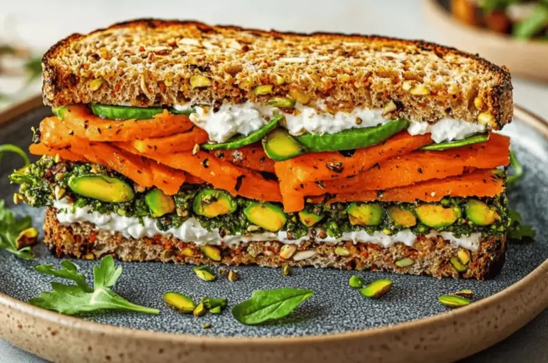 Spicy Harissa Carrot & Pistachio Sandwich