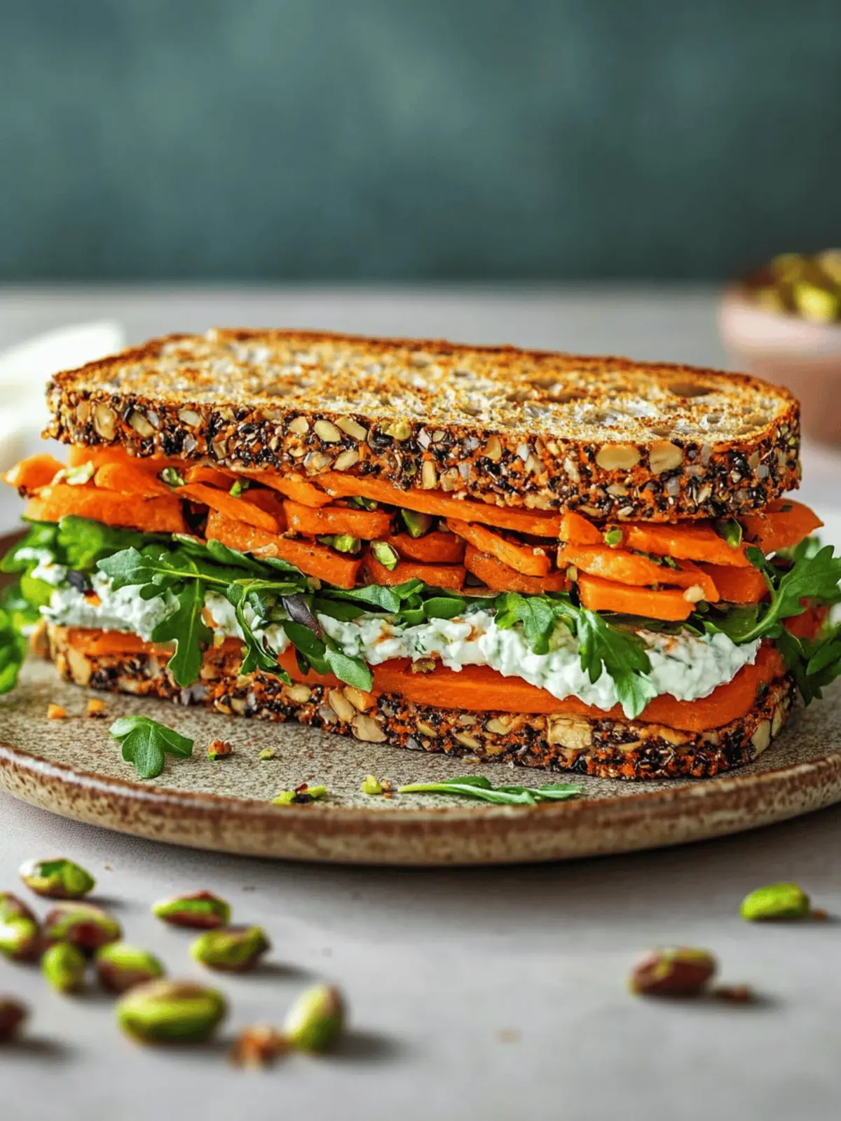 Spicy Harissa Carrot & Pistachio Sandwich