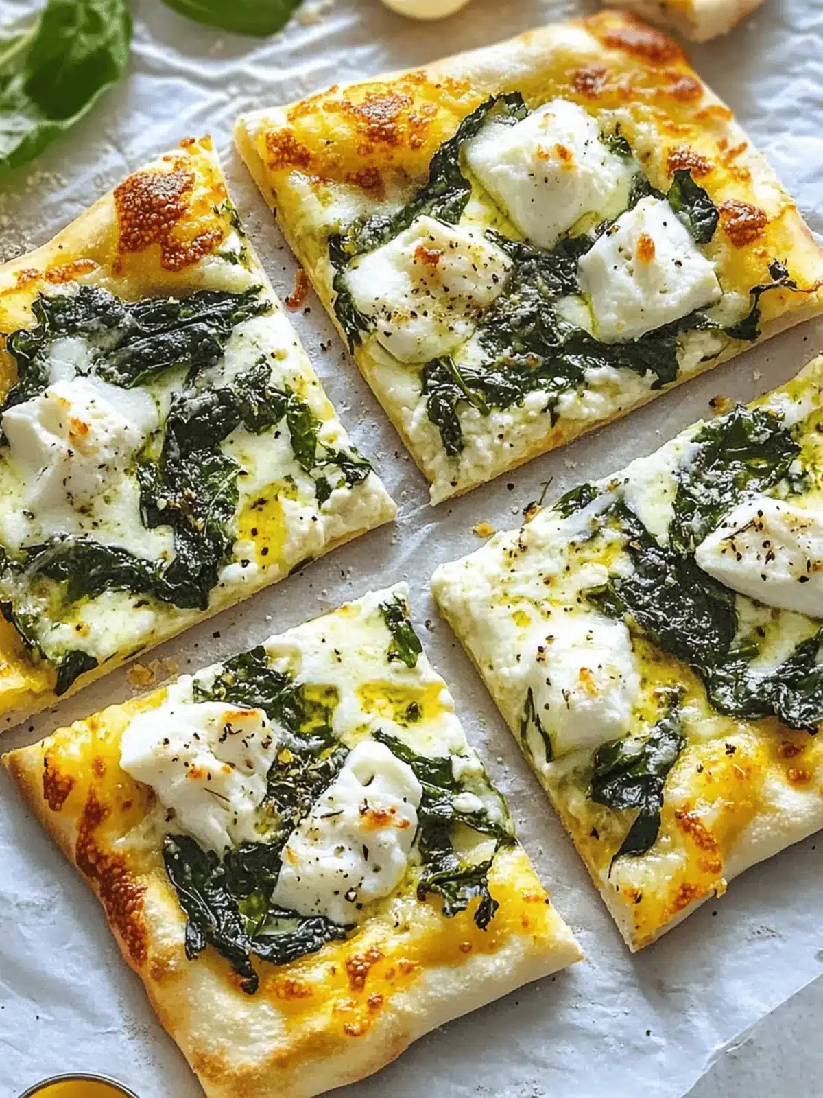 Greek Roasted Garlic Spinach White Pizza