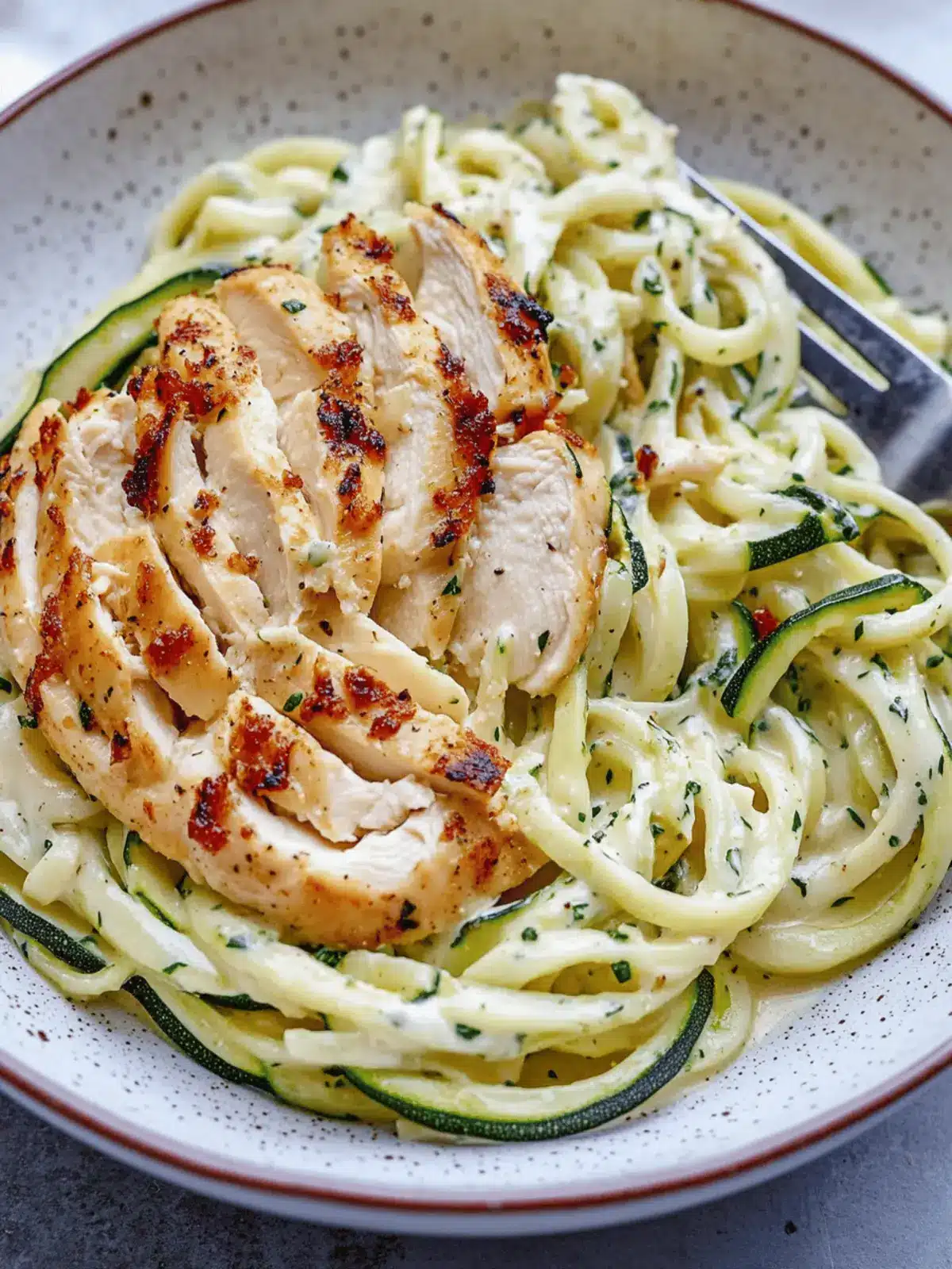 Creamy Zucchini Noodle Chicken Alfredo